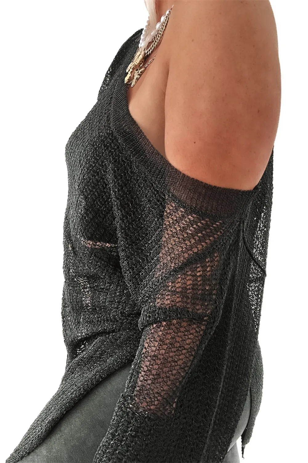 Side Slit Long Sleeve Knit Cover Up | Cover-Ups Daverri Fashions