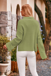 Mock Neck Drop Shoulder Sweater | Sweaters Daverri Fashions