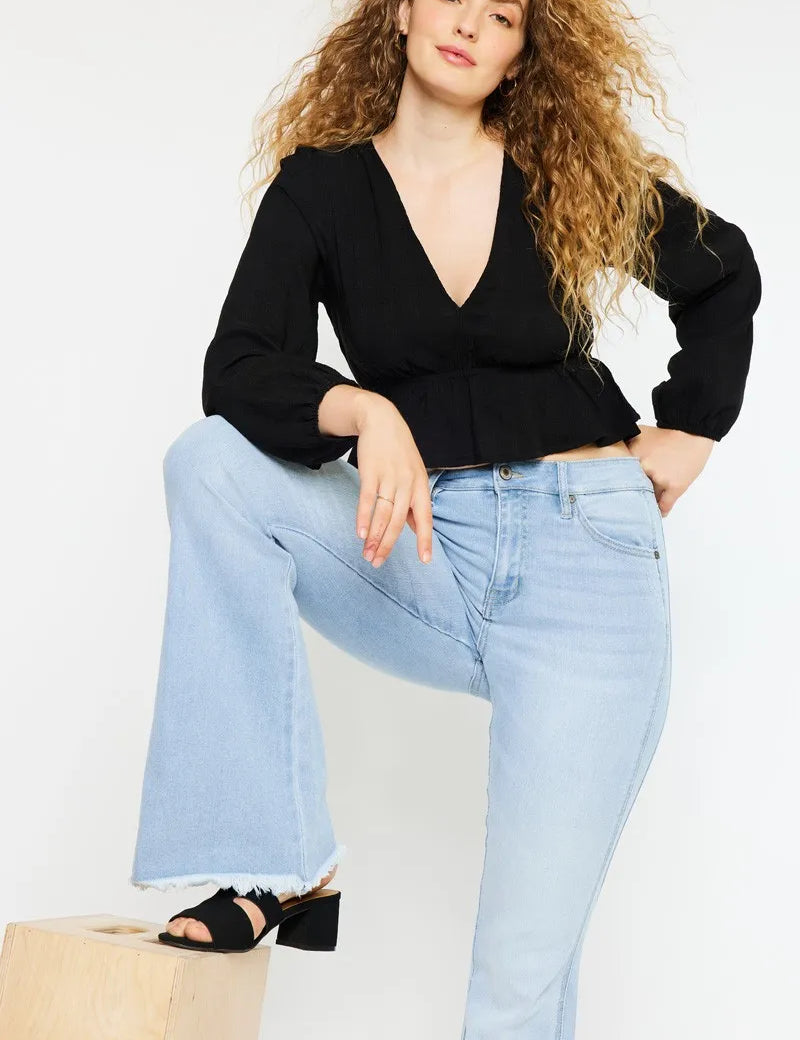 Kancan High Rise Curvy Flare Jeans | Jeans Daverri Fashions