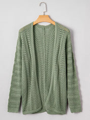 Scalloped Edge Eyelet Knit Batwing Sleeve Cardigan | Cardigans Daverri Fashions