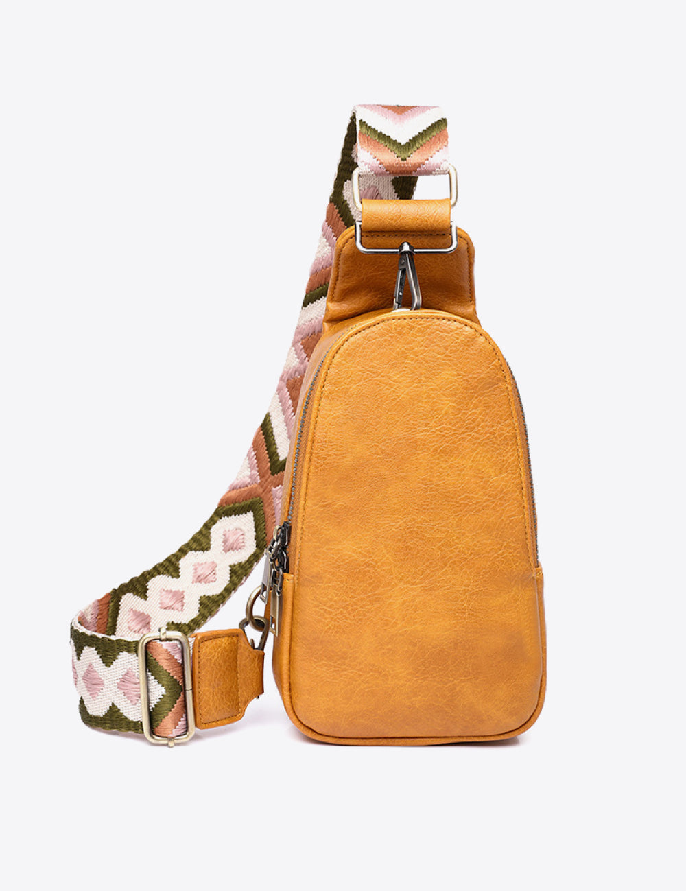 Mustard One Size Abstract Pattern Adjustable Strap Vegan Leather Sling Bag | Cross Body Bags Daverri Fashions