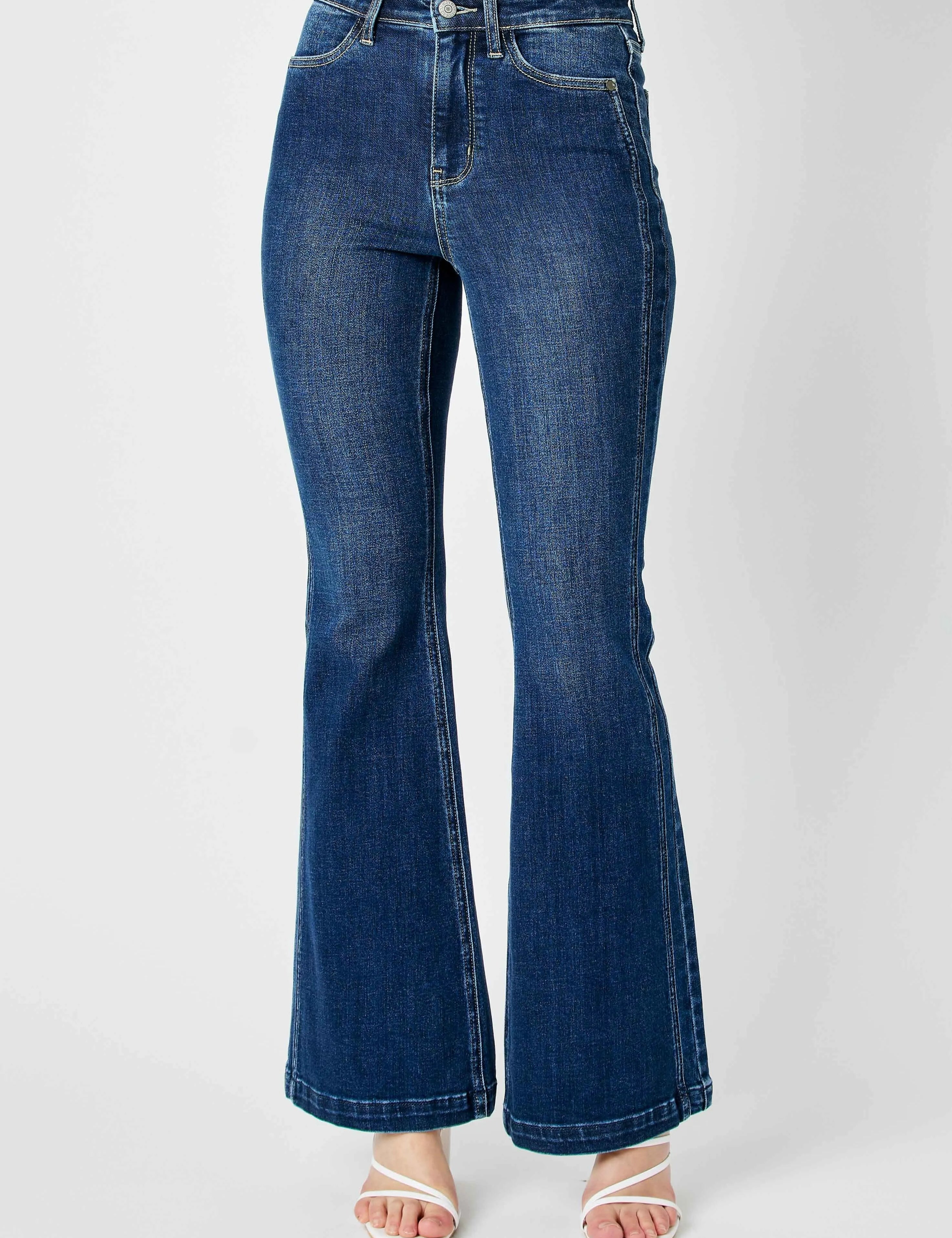 Judy Blue Full Size Hw Angled Side Seam Detail Flare Jeans Plus Size | Jeans Daverri Fashions