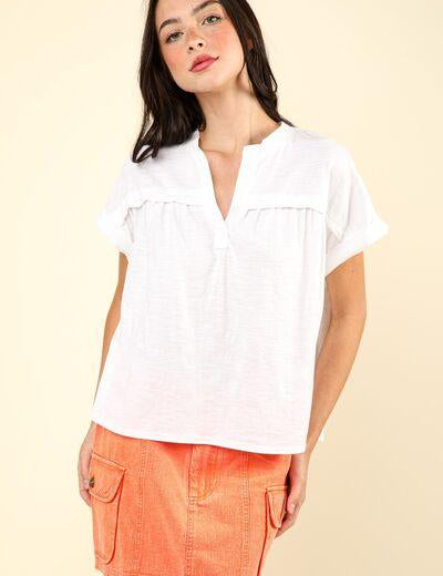Ivory VERY J Nochted Short Sleeve Washed T-Shirt | T-Shirts Daverri Fashions