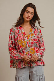 BiBi Woven Floral Printed Shirt Top | Tops Daverri Fashions
