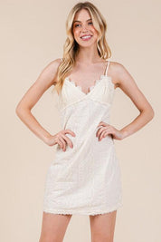 GeeGee Lace Detail Adjustable Strap Mini Cami Dress | Cami Dresses Daverri Fashions