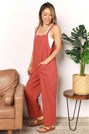 Perfee Wide Leg Overalls with Front Pockets | Daverri Fashions