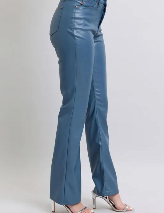 Judy Blue Full Size High Waist Tummy Control Faux Leather Bootcut Pants Plus Size | Pants Daverri Fashions