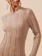 LATTE SO ME Ribbed Long Sleeve Mini Sweater Dress | Mini Dresses Daverri Fashions