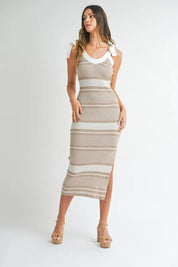 MABLE Striped Rib Knit Midi Dress | Midi Dresses Daverri Fashions