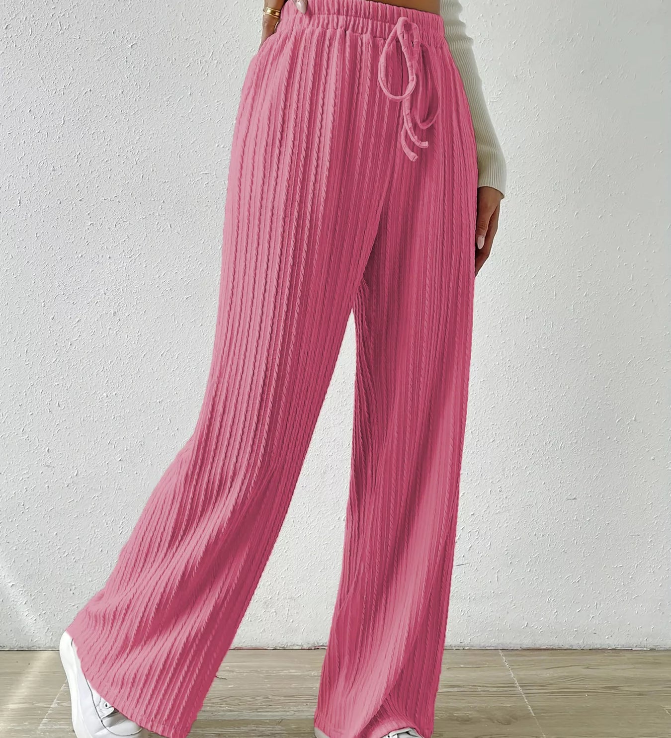 Pink Drawstring Wide Leg Pants | Lounge Pants Daverri Fashions