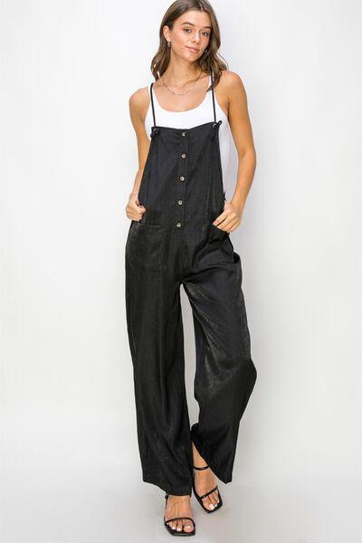 HYFVE Half Button Sleeveless Straight Jumpsuit | Daverri Fashions