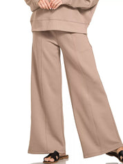 Zenana Scuba Collared Pullover and Pants Set | Daverri Fashions