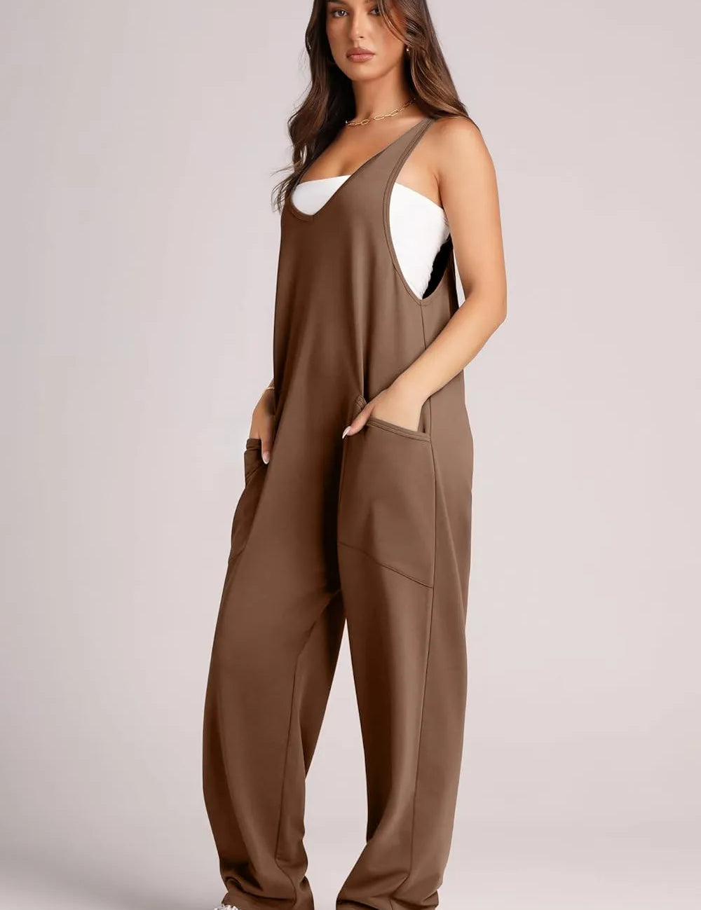 Lovelet Wide Strap Jumpsuit with Pockets | Overalls Daverri Fashions