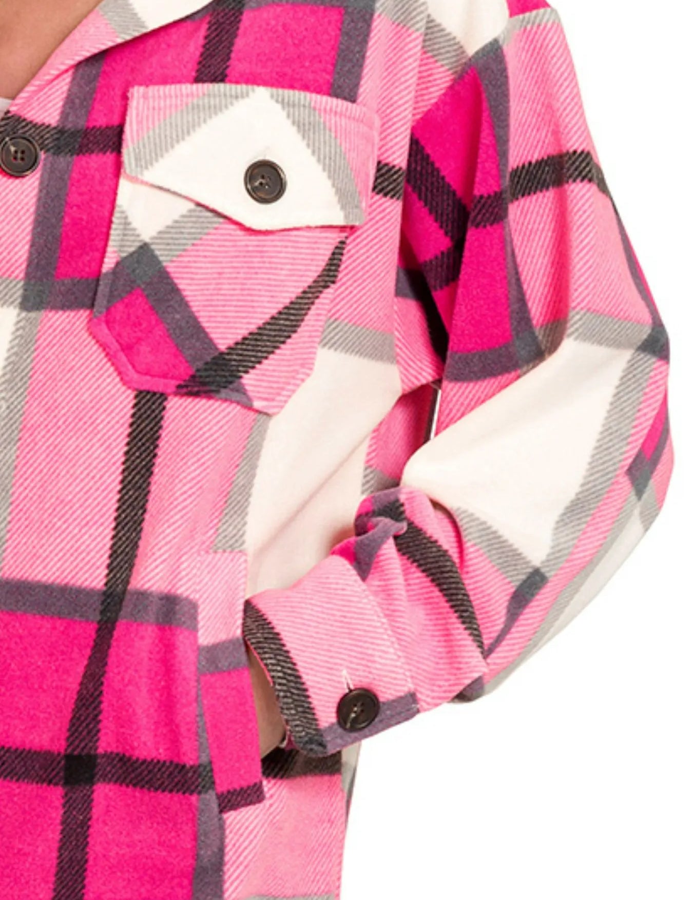 Zenana Oversized Plaid Fleece Shacket | Shackets Daverri Fashions