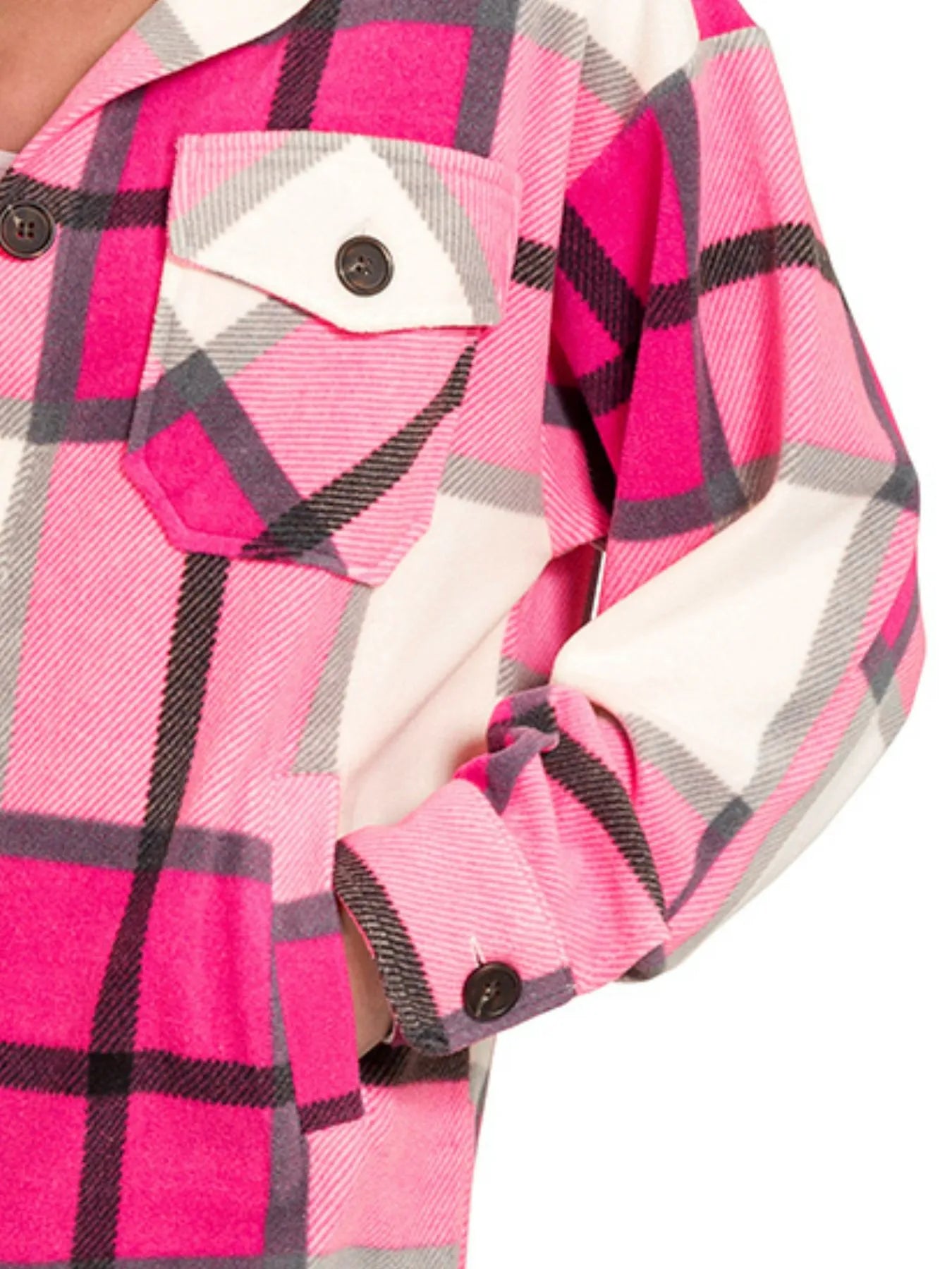 Zenana Oversized Plaid Fleece Shacket | Shackets Daverri Fashions