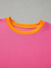 Color Block Round Neck Top and Pants Set | Loungewear Sets Daverri Fashions