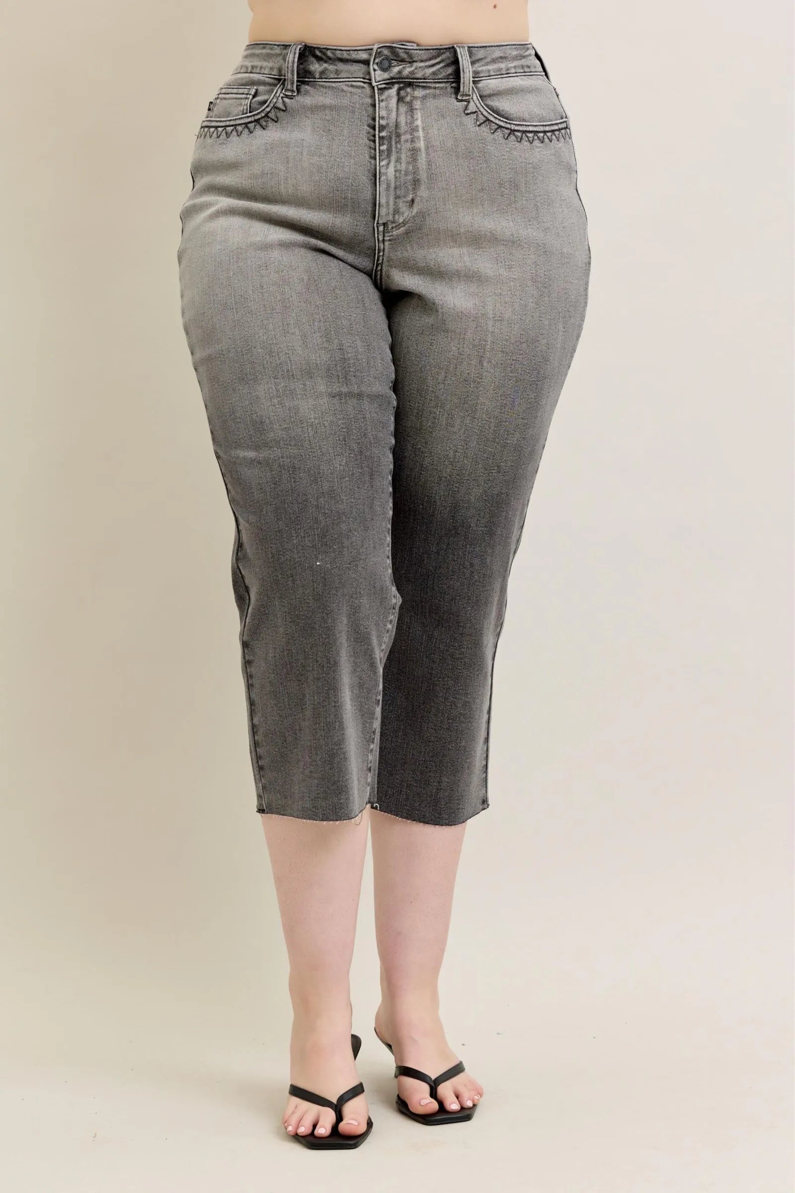 Judy Blue Full Size Wide Leg Capris Jeans Plus Size | Capris Jeans Daverri Fashions
