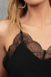 BiBi Black Lace Cami Solid Tank Top | Tops Daverri Fashions