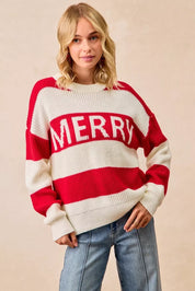 BiBi Christmas Merry Lettering Sweater | Sweaters Daverri Fashions