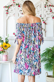 Heimish Full Size Off Shoulder Snake Mini Dress | Daverri Fashions