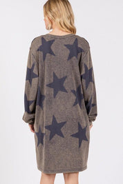 SAGE + FIG Washed Star Print Round Neck Dress | Midi Dresses Daverri Fashions