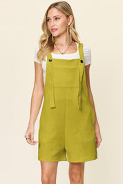 Double Take Full Size Textured Shortalls | Shortalls Daverri Fashions