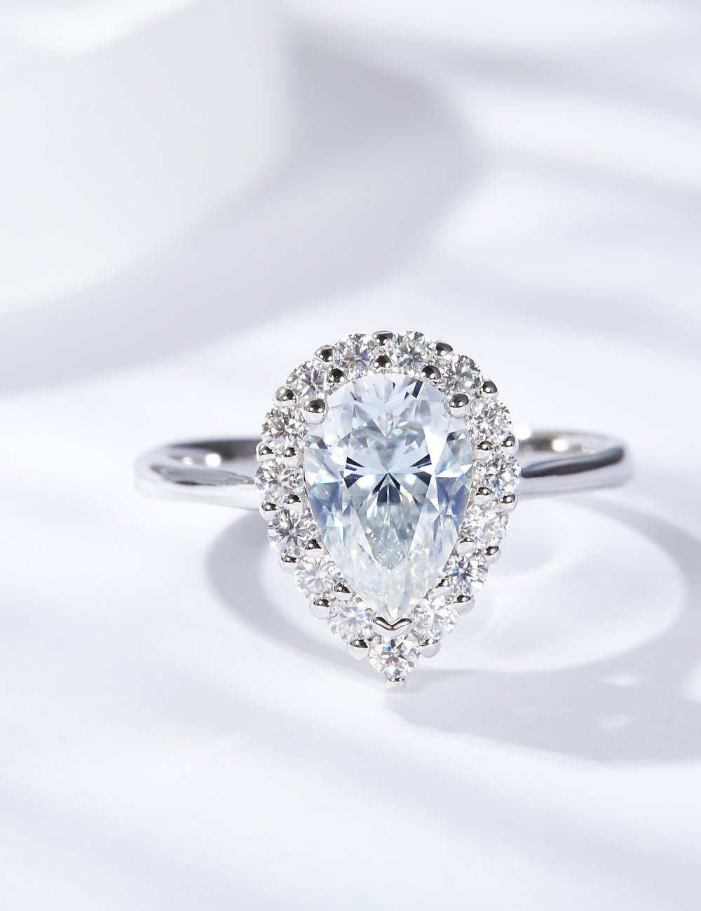 Silver 1.5 Carat Moissanite Teardrop Ring | Rings Daverri Fashions