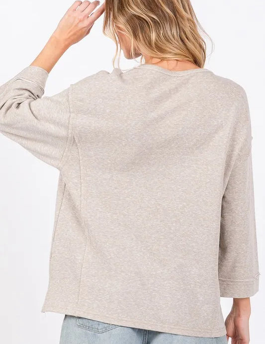 SAGE + FIG Floral Peace Patch Round Neck Top | Tops Daverri Fashions