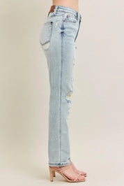 Judy Blue Full Size Mr Repair Stitch Detail Destroy Single Cuff Bf Jeans Plus Size | Jeans Daverri Fashions