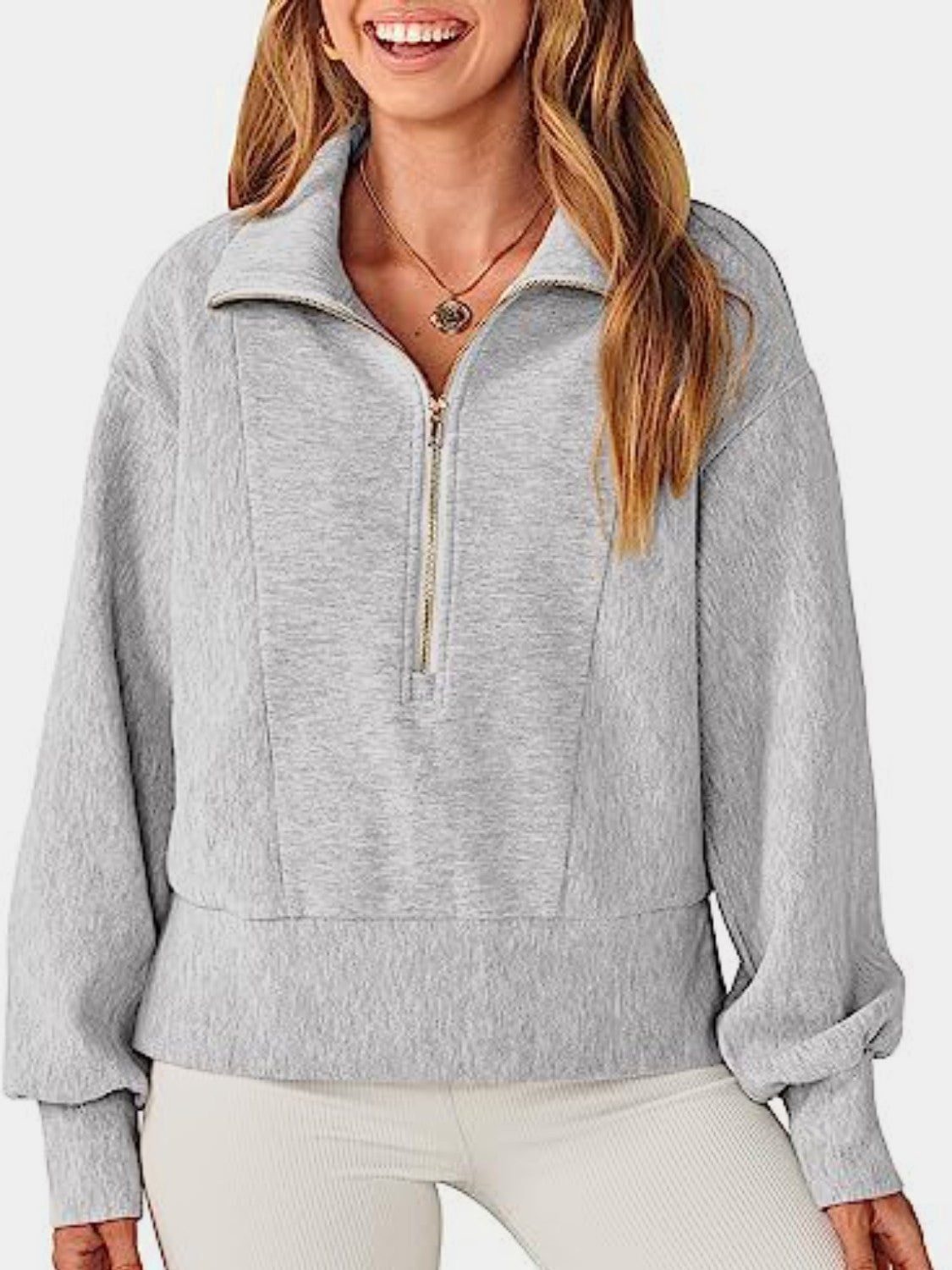 Charcoal Half Zip Up Collared Sweatshirt | Sweatshirts Daverri Fashions