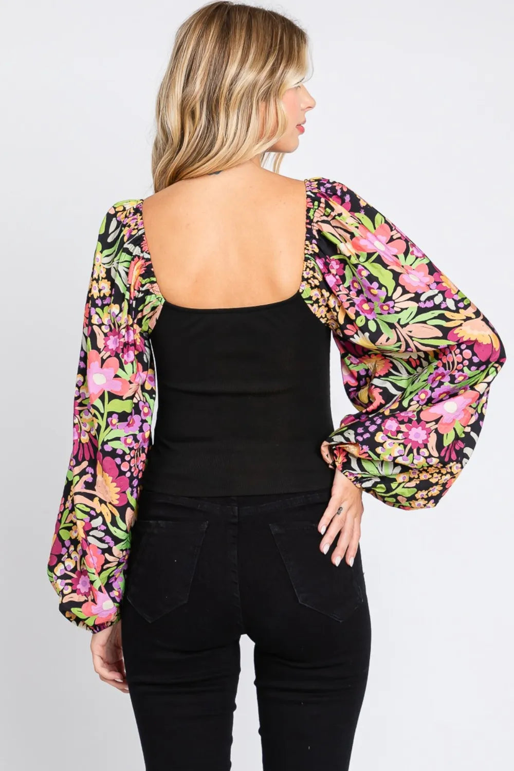 ODDI Full Size Floral Balloon Sleeve Blouse | Daverri Fashions