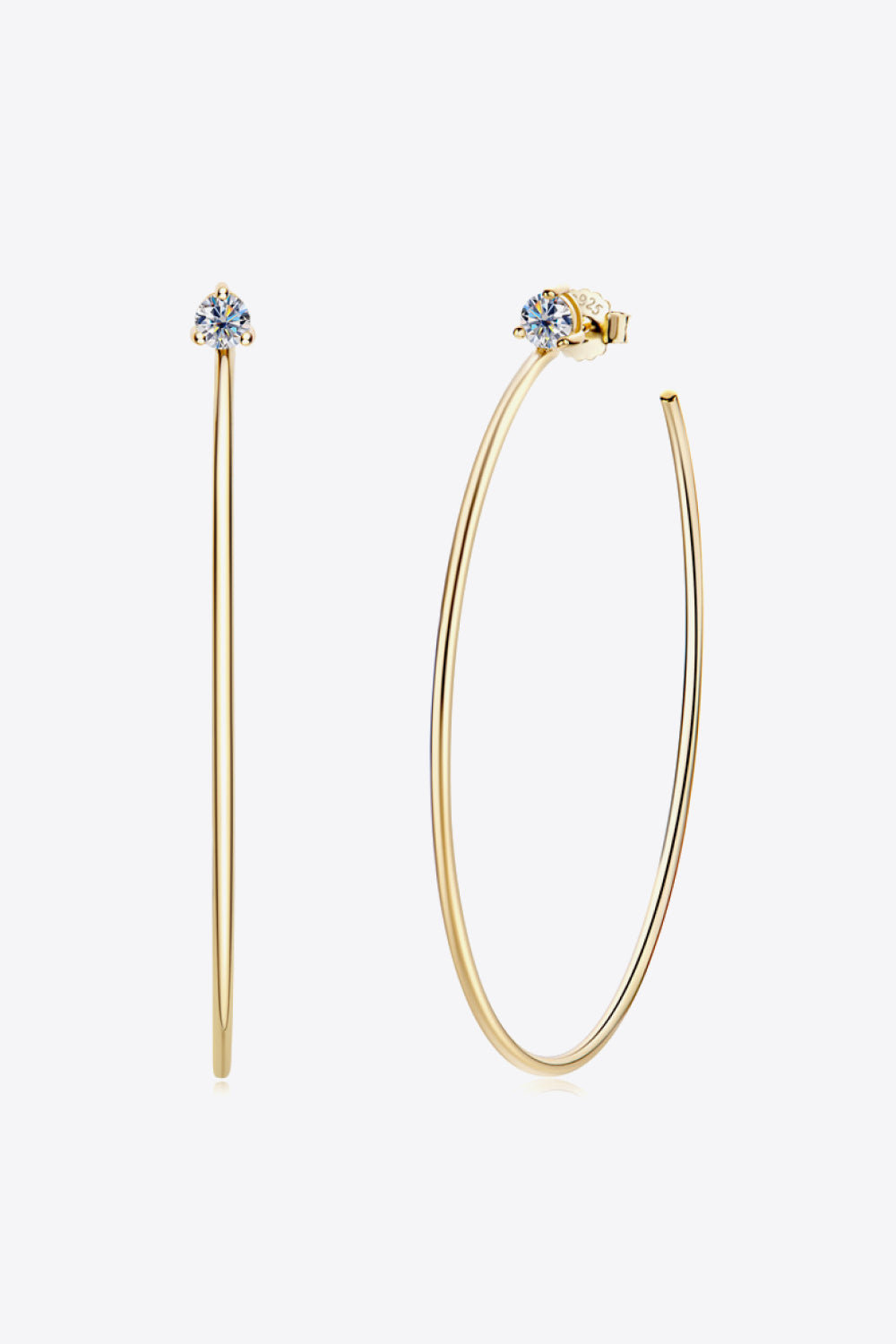 Adored 925 Sterling Silver Moissanite Hoop Earrings | Sterling Silver Earrings Daverri Fashions