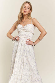 ADORA Smocked Floral Sweetheart Neck Cami Dress | Daverri Fashions