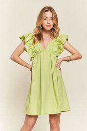 LIME S ADORA Smocked Back Ruffled Cap Sleeve Babydoll Dress | Babydoll Dresses Daverri Fashions
