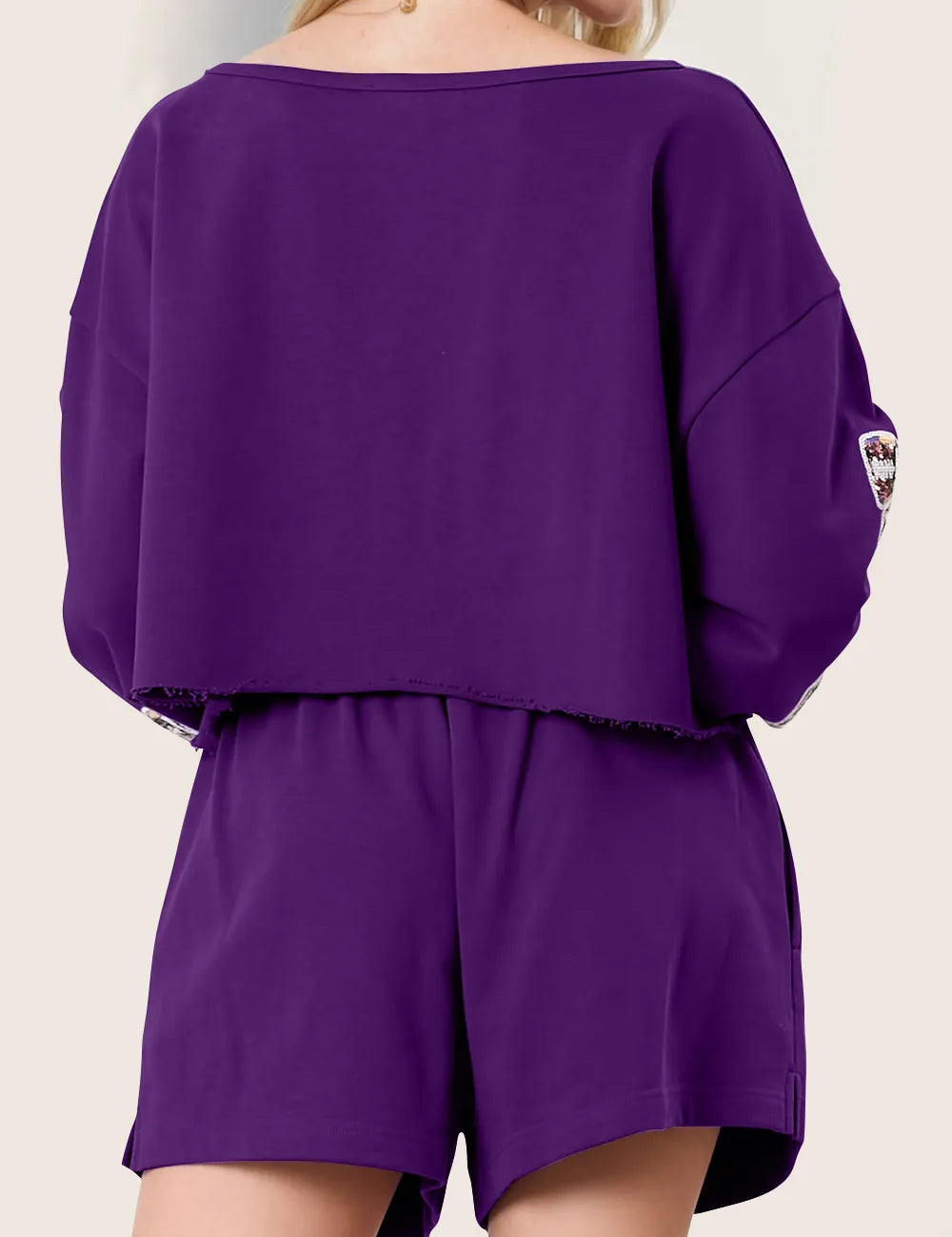 Double Take Sequin Bow Cropped Top and Shorts Set | Loungewear Sets Daverri Fashions