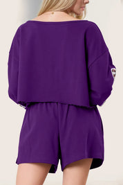 Double Take Sequin Bow Cropped Top and Shorts Set | Loungewear Sets Daverri Fashions