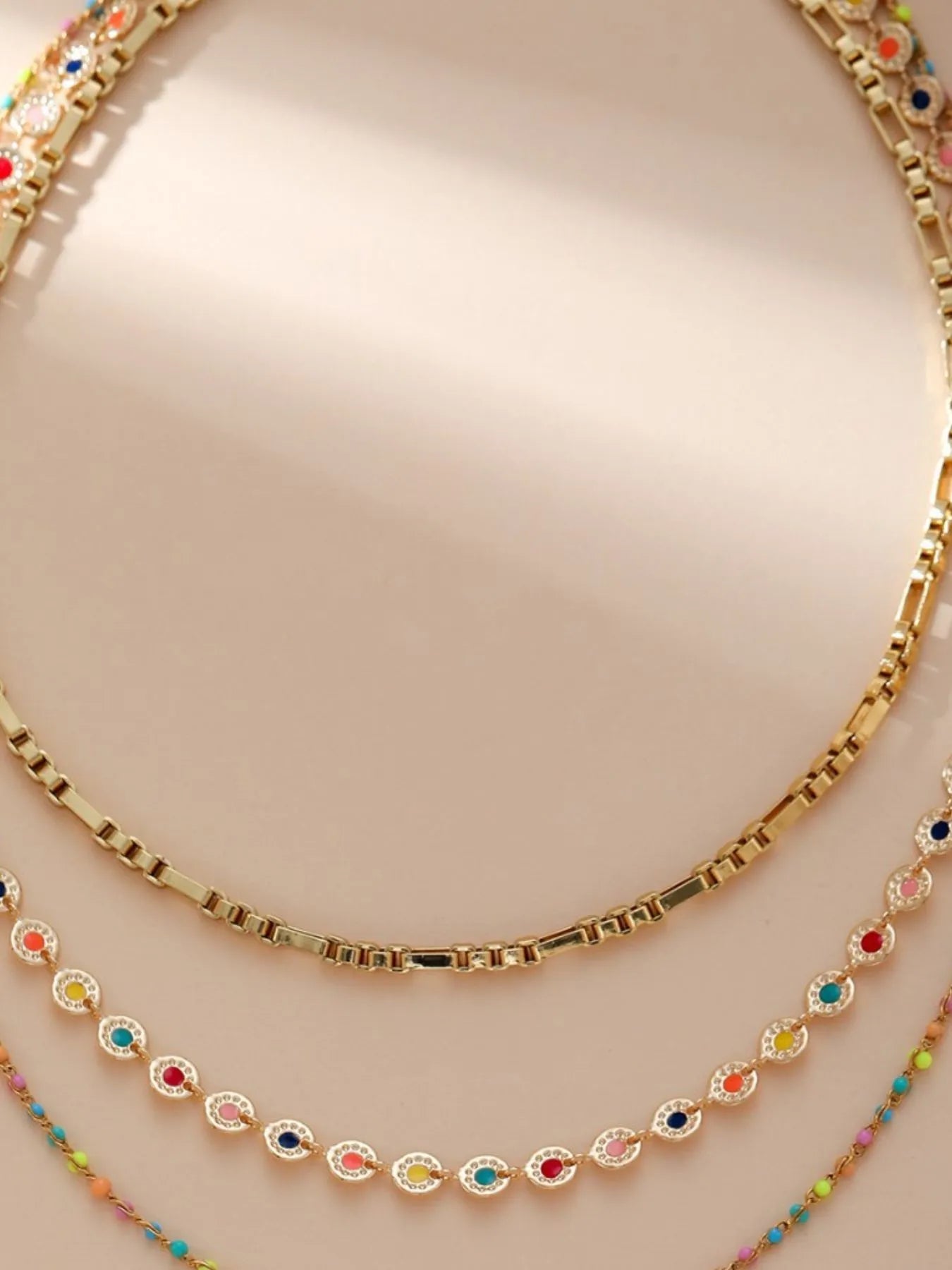 18K Gold-Plated Layered Resin Bead Necklace | Necklaces Daverri Fashions
