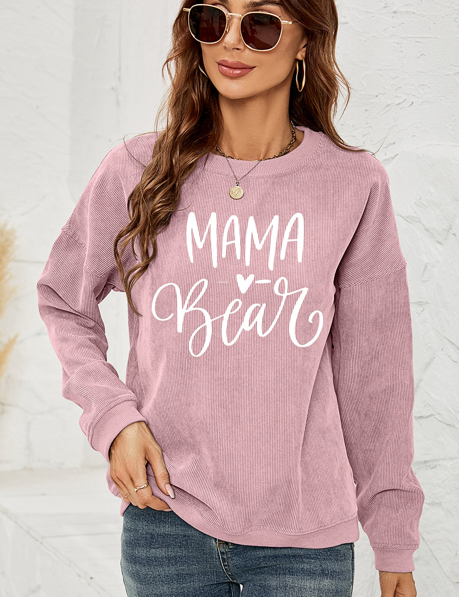 Dusty Pink MAMA Graphic Round Neck Sweatshirt | Sweatshirts Daverri Fashions