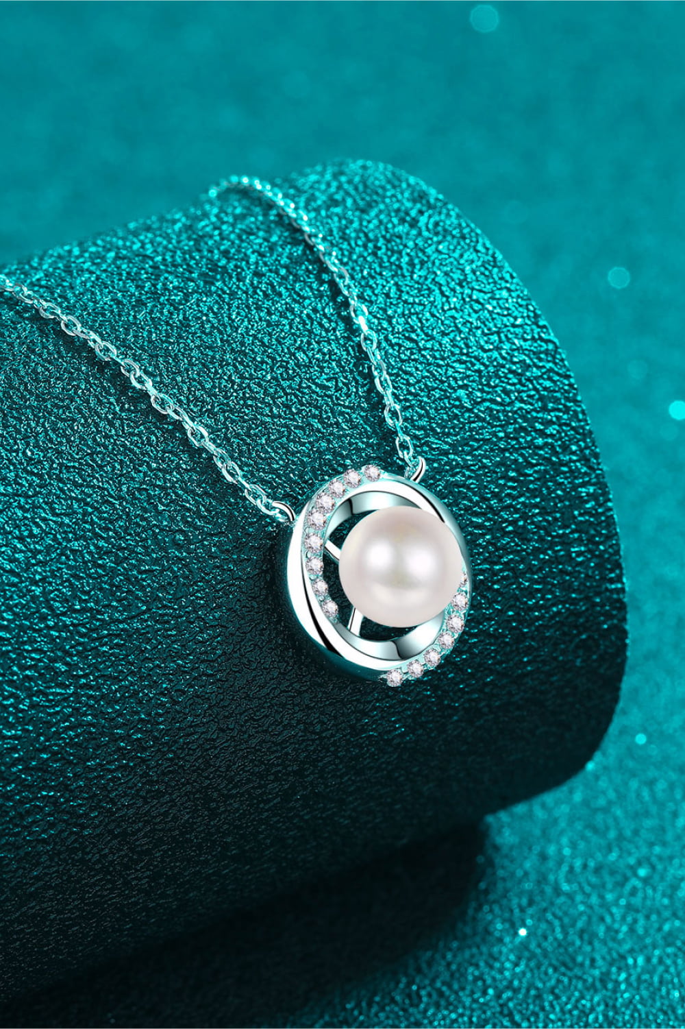 Moissanite Pearl Rhodium-Plated Necklace | Necklaces Daverri Fashions