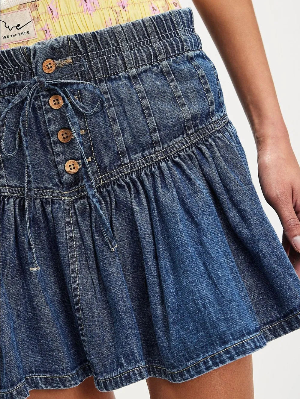 Buttoned Ruffled Mini Denim Skirt | Skirts Daverri Fashions