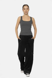 Mono B Elastic Waist Corduroy Cargo Pants | Daverri Fashions