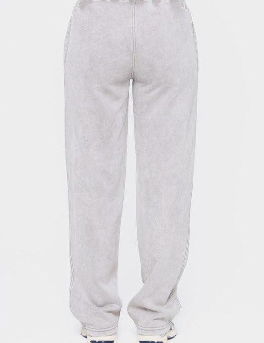 Mono B Elastic Waist Fleece Pants with Pockets | Pants Daverri Fashions