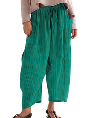 Full Size Striped Wide Leg Casual Pants Plus Size | Pants Daverri Fashions