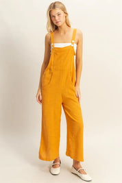 L.ORANGE HYFVE Light Orange Textured Wide Leg Overall | Overalls Daverri Fashions