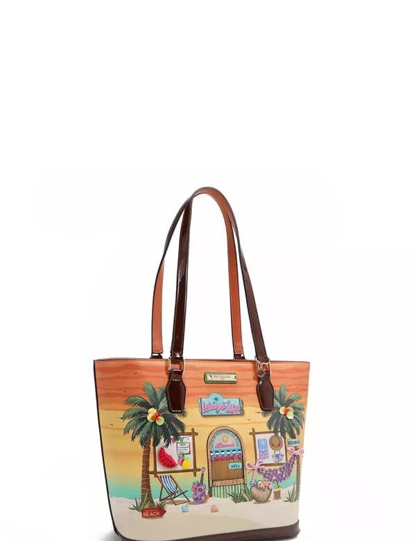 Tropical Beach House Print Shopper Bag | Totes Daverri Fashions
