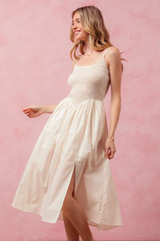 SO ME Smocked Sleeveless Casual Everyday Dress With Slit | Daverri Fashions