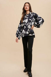 Annie Wear Frill Printed Balloon Sleeve Blouse | Blouses Daverri Fashions