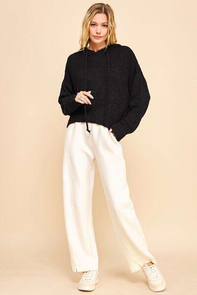 Davi & Dani Drop Shoulder Long Sleeve Hooded Sweater | Sweaters Daverri Fashions
