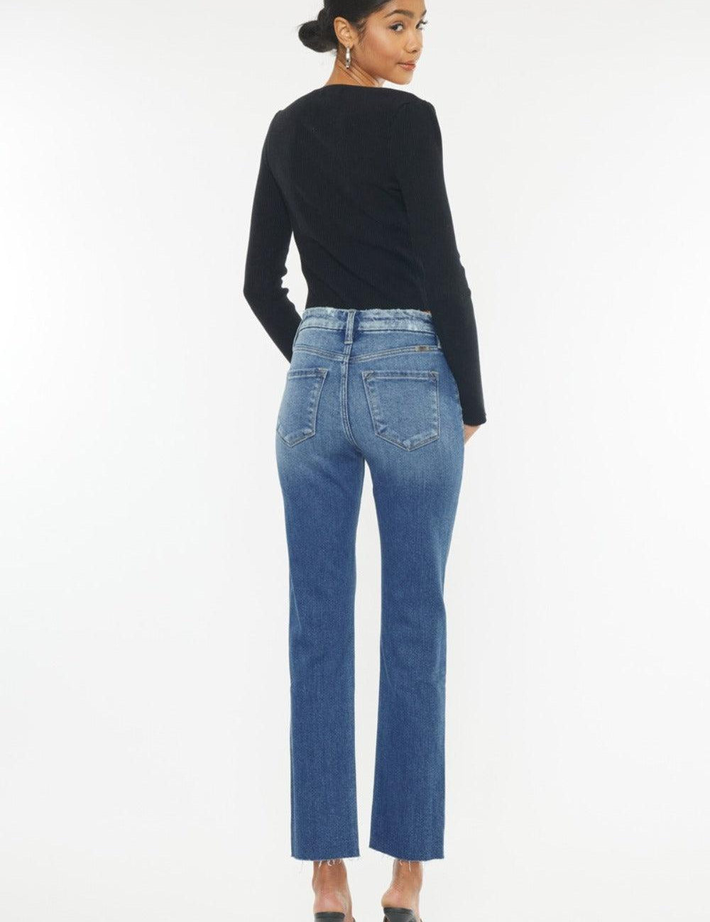 Kancan High Rise Wide Waistband Slim Straight Jeans | Jeans Daverri Fashions