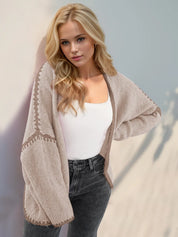 Dust Storm Double Take Contrast Open Front Dropped Shoulder Cardigan | Cardigans Daverri Fashions